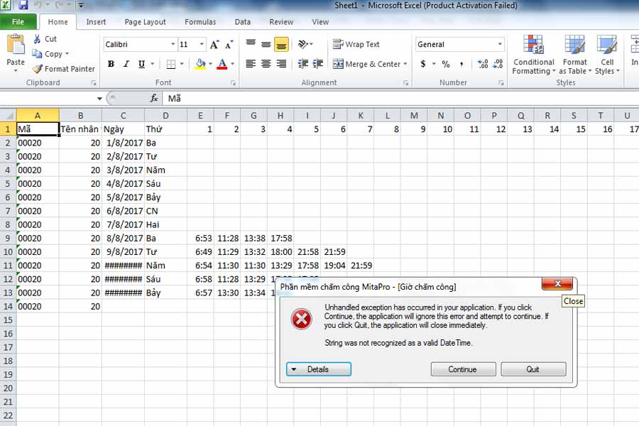 sửa lỗi không xuất Excel được trên phần mềm mitapro- Lỗi định dạng ngày giờ